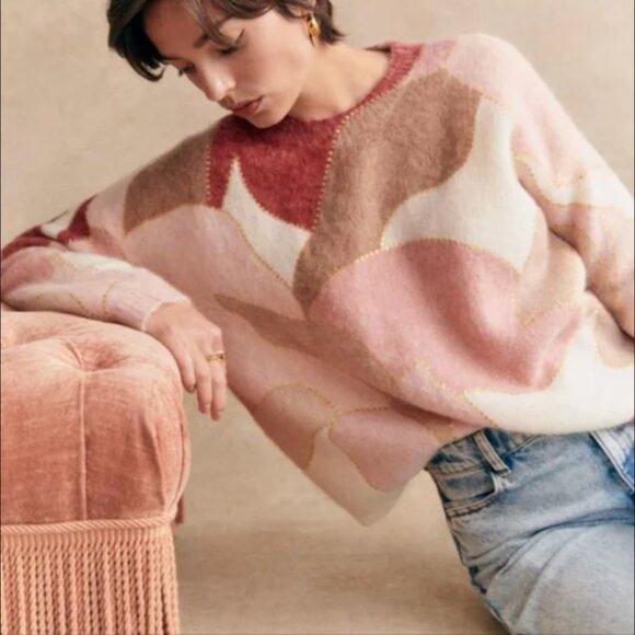 Sézane NWOT Hollie Jumper in Pink Foliage Print Size XS - Picture 1 of 6